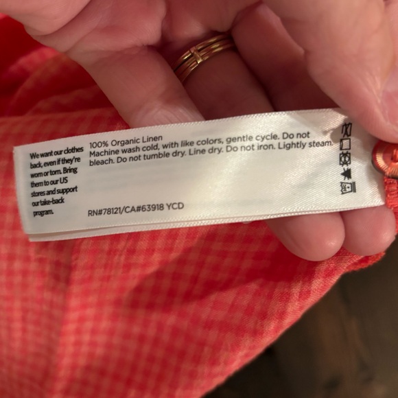 ❗️FINAL❗️Eileen Fisher Pink Coral Gingham Plaid Maxi Dress Small - Picture 5 of 5